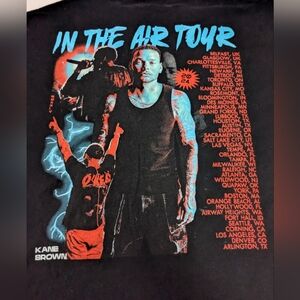 Kane Brown In The Air Tour 2024 Concert Merch Black Tee Dates/Loc Back XL